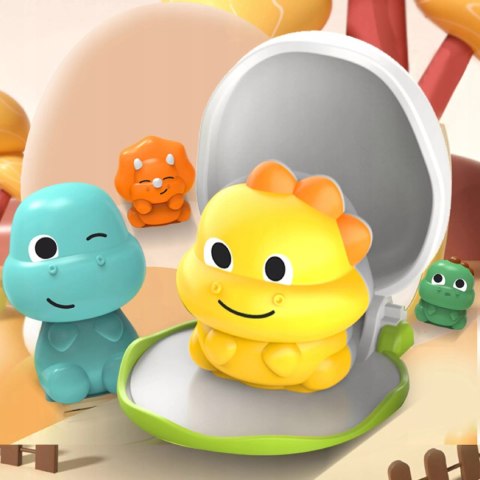 Interaktywna zabawka edukacyjna wyskakujące dinozaury Pop-up grzechotka Luxma