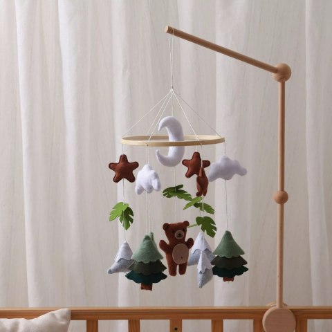 Karuzelka do Łóżeczka Dziecięcego Boho Naturalne Drewno z pałąkiem Bear Luxma