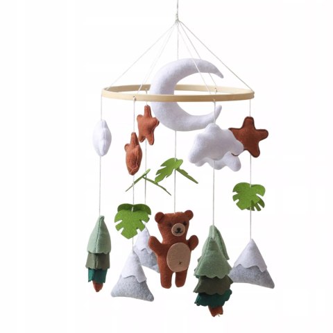 Karuzelka do Łóżeczka Dziecięcego Boho Naturalne Drewno z pałąkiem Bear Luxma
