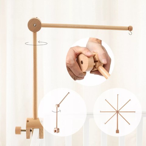 Karuzelka do Łóżeczka Dziecięcego Boho Naturalne Drewno z pałąkiem Bear Luxma