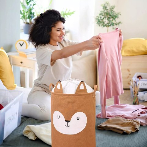 Kosz organizer na zabawki 60L dla dzieci pojemnik zamykany Lisek Luxma