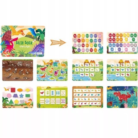 Książeczka Edukacyjna Dinozaury Puzzle Na Rzep Alfabet Kształty Montessori Luxma
