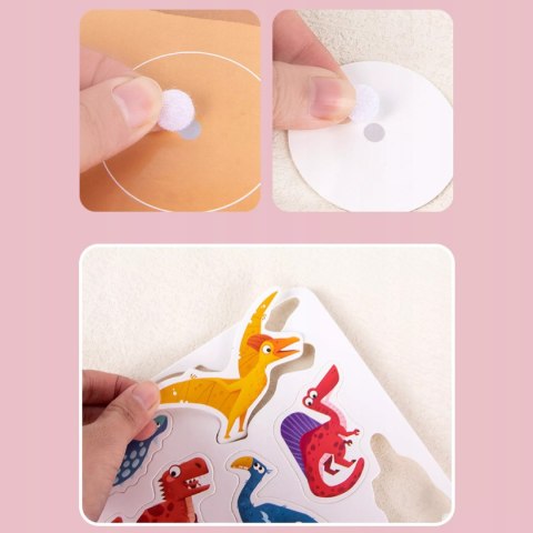 Książeczka Edukacyjna Dinozaury Puzzle Na Rzep Alfabet Kształty Montessori Luxma