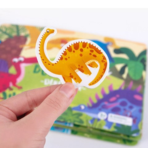 Książeczka Edukacyjna Dinozaury Puzzle Na Rzep Alfabet Kształty Montessori Luxma