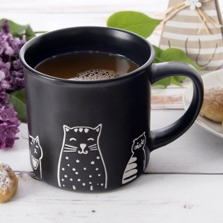 Kubek Ceramiczny Czarny Koty 500 ml ORION Odpowiedni do Zmywarki i Pojemny