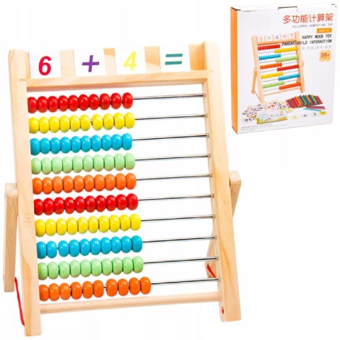 Liczydło Dziecięce Drewniane Edukacyjne 10 Rzędów Nauka Liczenia Cyfry Luxma