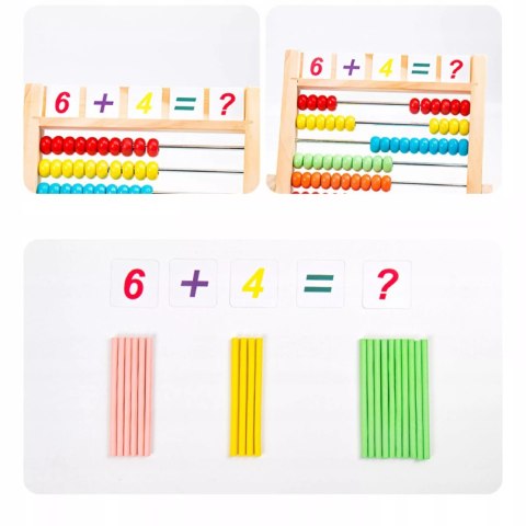 Liczydło Dziecięce Drewniane Edukacyjne 10 Rzędów Nauka Liczenia Cyfry Luxma