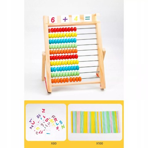 Liczydło Dziecięce Drewniane Edukacyjne 10 Rzędów Nauka Liczenia Cyfry Luxma