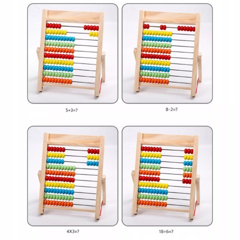 Liczydło Dziecięce Drewniane Edukacyjne 10 Rzędów Nauka Liczenia Cyfry Luxma