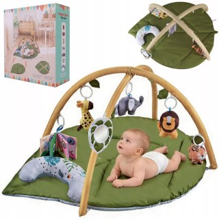 Mata edukacyjna sensoryczna interaktywna Liść z pałąkami i zabawkami 0+ Luxma