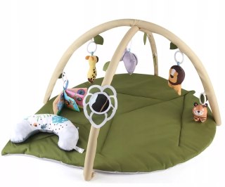 Mata edukacyjna sensoryczna interaktywna Liść z pałąkami i zabawkami 0+ Luxma