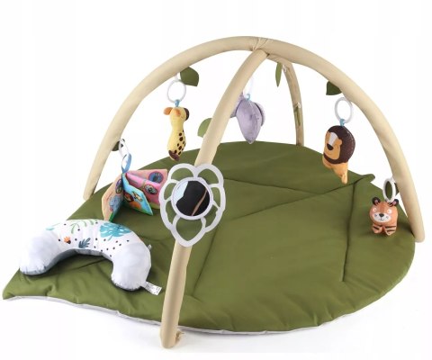 Mata edukacyjna sensoryczna interaktywna Liść z pałąkami i zabawkami 0+ Luxma