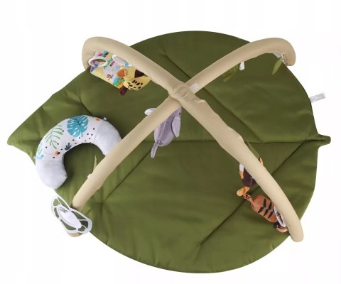 Mata edukacyjna sensoryczna interaktywna Liść z pałąkami i zabawkami 0+ Luxma