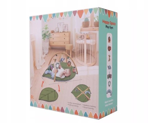 Mata edukacyjna sensoryczna interaktywna Liść z pałąkami i zabawkami 0+ Luxma