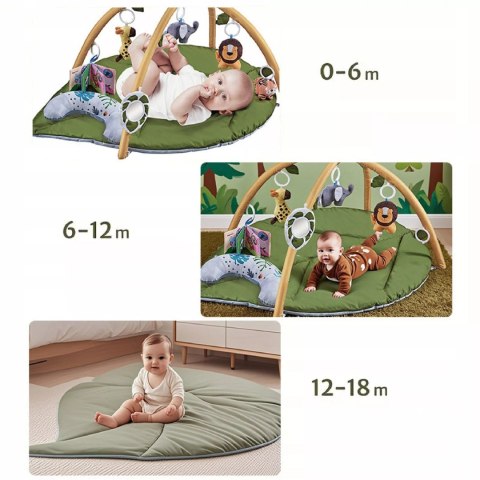 Mata edukacyjna sensoryczna interaktywna Liść z pałąkami i zabawkami 0+ Luxma