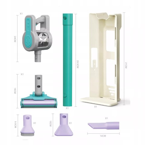 Odkurzacz dla Dzieci Pionowy + Stacja Zestaw do Sprzątania 3 Ssawki Dźwięki Luxma