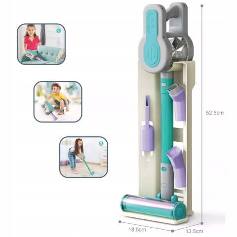 Odkurzacz dla Dzieci Pionowy + Stacja Zestaw do Sprzątania 3 Ssawki Dźwięki Luxma