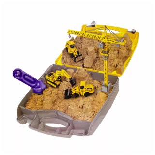 Piasek Kinetyczny dla dzieci z Pojazdami Budowlanymi i Żurawiem w Walizce Luxma