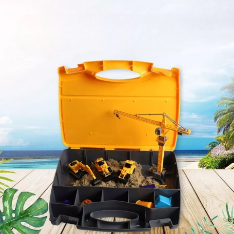 Piasek Kinetyczny dla dzieci z Pojazdami Budowlanymi i Żurawiem w Walizce Luxma