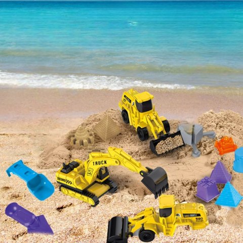 Piasek Kinetyczny dla dzieci z Pojazdami Budowlanymi i Żurawiem w Walizce Luxma