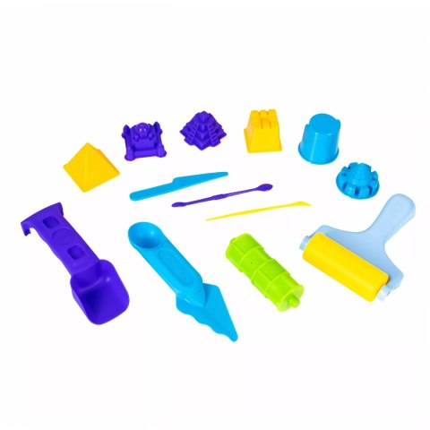 Piasek Kinetyczny dla dzieci z Pojazdami Budowlanymi i Żurawiem w Walizce Luxma