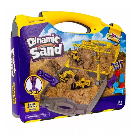 Piasek Kinetyczny dla dzieci z Pojazdami Budowlanymi i Żurawiem w Walizce Luxma