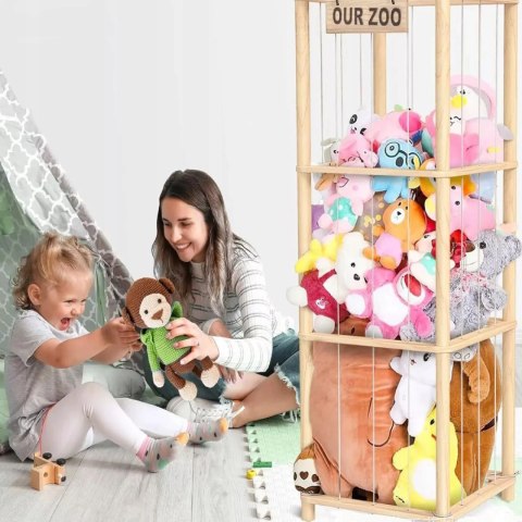 Regał na Pluszaki Organizer na Zabawki Drewniany Stojak Kosz Pojemnik Luxma