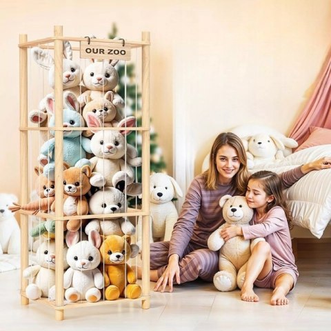 Regał na Pluszaki Organizer na Zabawki Drewniany Stojak Kosz Pojemnik Luxma