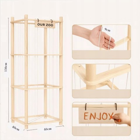 Regał na Pluszaki Organizer na Zabawki Drewniany Stojak Kosz Pojemnik Luxma