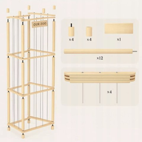 Regał na Pluszaki Organizer na Zabawki Drewniany Stojak Kosz Pojemnik Luxma