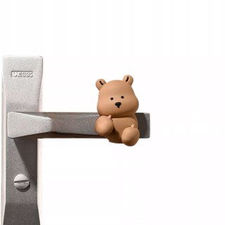 Silikonowa osłona na klamkę - anty uderzeniowy ochraniacz drzwi miś brązowy Luxma