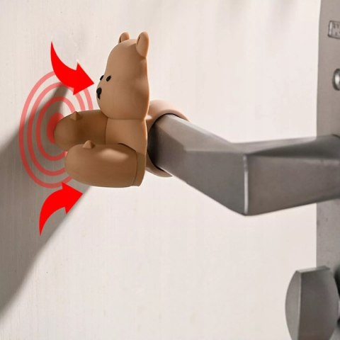 Silikonowa osłona na klamkę - anty uderzeniowy ochraniacz drzwi miś brązowy Luxma