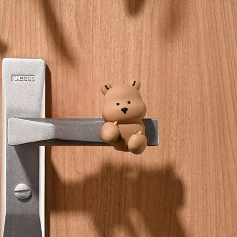 Silikonowa osłona na klamkę - anty uderzeniowy ochraniacz drzwi miś brązowy Luxma