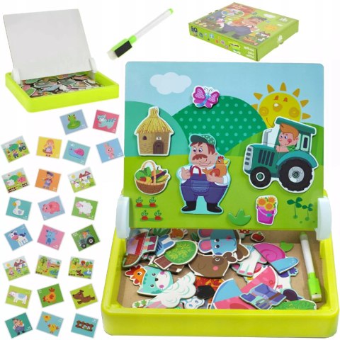 Tablica suchościeralna magnetyczna układanka farma zwierzątka ZKB Luxma