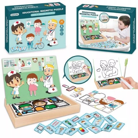 Tablica suchościeralna magnetyczna układanka lekarz doktor edukacyjna Luxma