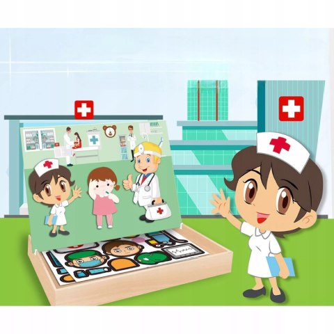 Tablica suchościeralna magnetyczna układanka lekarz doktor edukacyjna Luxma