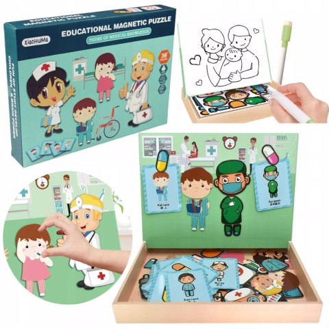 Tablica suchościeralna magnetyczna układanka lekarz doktor edukacyjna Luxma