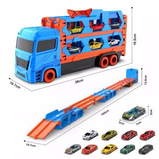 Tir laweta rozkładana ciężarówka auto ciężarowe z torowiskiem + 6 resoraków Luxma