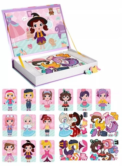 Układanka magnetyczna ubieranka dziewczynki kreatywne puzzle 51 magnesów Luxma