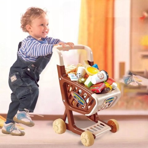 Wózek sklepowy koszyk dla dzieci słodycze ciastka napoje sklep 62 el. Luxma