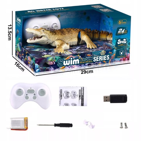 Zdalnie sterowany krokodyl do wanny-zabawka do kąpieli LED pilot dla dzieci Luxma