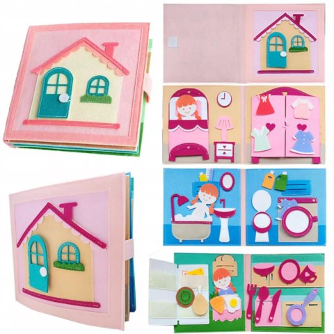 Cicha Książeczka dla dzieci Tablica Manipulacyjna Montessori Filc akcesoria Luxma