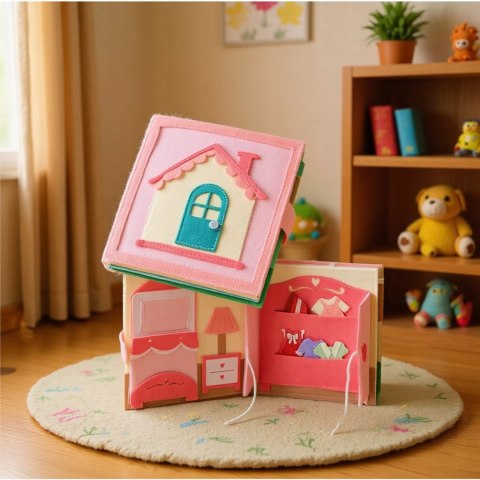 Cicha Książeczka dla dzieci Tablica Manipulacyjna Montessori Filc akcesoria Luxma