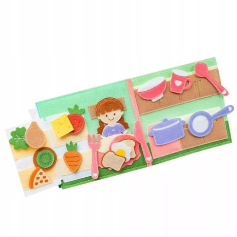 Cicha Książeczka dla dzieci Tablica Manipulacyjna Montessori Filc akcesoria Luxma