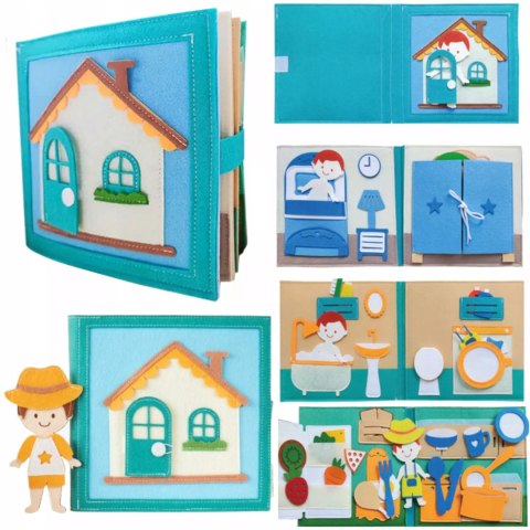 Cicha Książeczka dla dzieci Tablica Manipulacyjna Montessori Filcowa dom Luxma