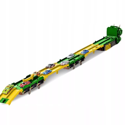 Ciężarówka Dinozaur Tor Wyścigowy zjeżdżalnia 6 Aut resoraki dla Dzieci Luxma