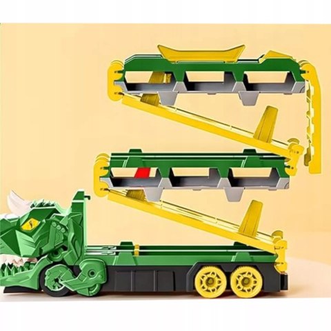 Ciężarówka Dinozaur Tor Wyścigowy zjeżdżalnia 6 Aut resoraki dla Dzieci Luxma