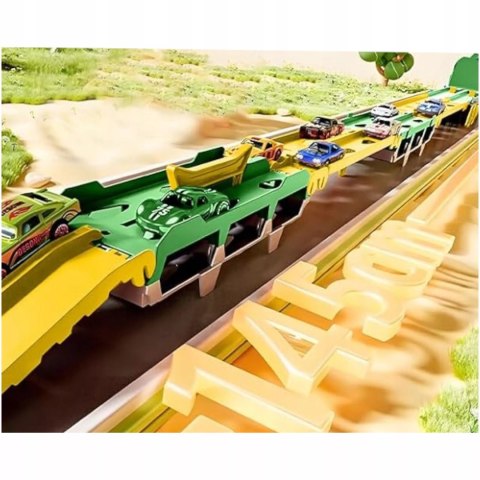 Ciężarówka Dinozaur Tor Wyścigowy zjeżdżalnia 6 Aut resoraki dla Dzieci Luxma