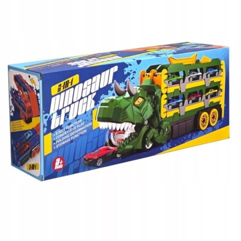 Ciężarówka Dinozaur Tor Wyścigowy zjeżdżalnia 6 Aut resoraki dla Dzieci Luxma