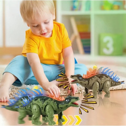 Dinozaur Stegozaur Interaktywny LED Dźwięk Chodzący dla dzieci zabawka Luxma